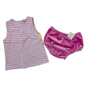 Habitual Girls Pink Striped Dress and Velvet Bloomer Shorts 24 Months